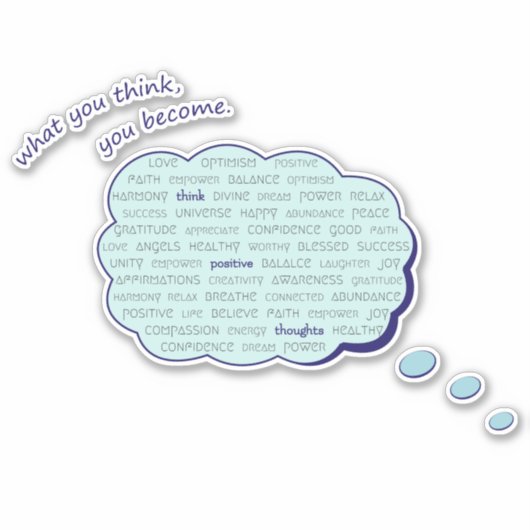 前向き考えエネルギー感動的青 シール (正面)