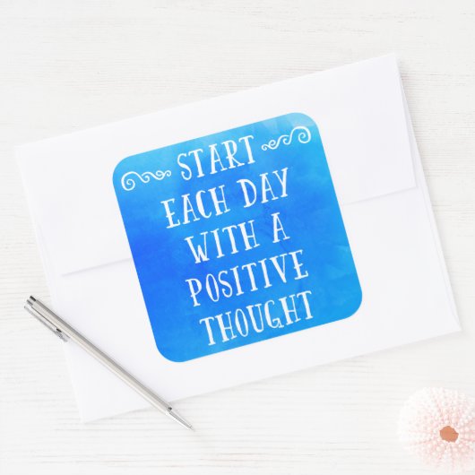 前向き考え引用文 スクエアシール (封筒)