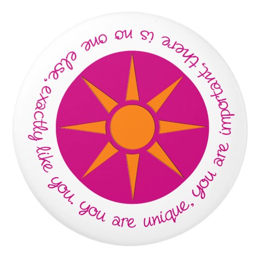 前向き肯定ピンクユニークオレンジ セラミックノブ (正面)