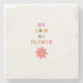 前向き | NO RAIN No FLoWER – ピンク色の花 ストーンコースター (正面)