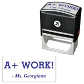 「前向きA + WORK!」 +先生名ラバースタンプ セルフインキングスタンプ (インサイチュ)