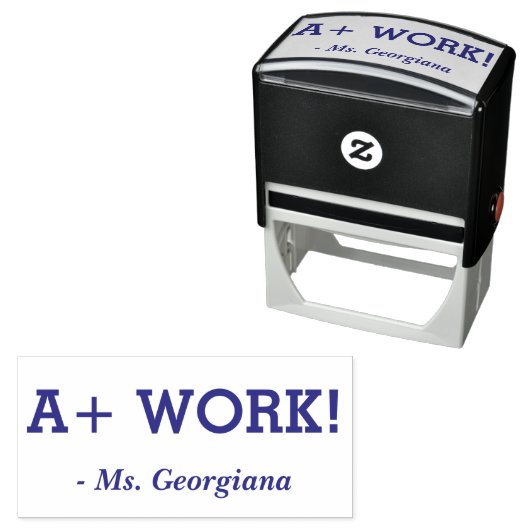 「前向きA + WORK!」 +先生名ラバースタンプ セルフインキングスタンプ (インサイチュ)