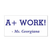 「前向きA + WORK!」 +先生名ラバースタンプ セルフインキングスタンプ (デザイン)