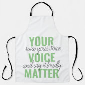 前向きGreen Your Voice Matterモチベーション引用文 エプロン (正面)