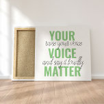 前向きGreen Your Voice Matterモチベーション引用文 キャンバスプリント<br><div class="desc">前向きGreen Your Voice Matterモチベーション引用文</div>