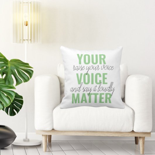 前向きGreen Your Voice Matterモチベーション引用文 クッション