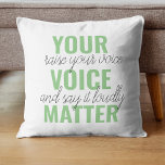 前向きGreen Your Voice Matterモチベーション引用文 クッション<br><div class="desc">前向きGreen Your Voice Matterモチベーション引用文</div>