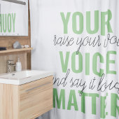 前向きGreen Your Voice Matterモチベーション引用文 シャワーカーテン