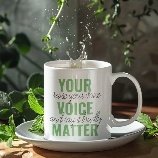 前向きGreen Your Voice Matterモチベーション引用文 ツートーンマグカップ