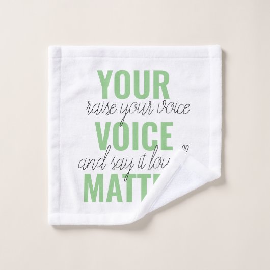 前向きGreen Your Voice Matterモチベーション引用文 バスタオルセット (ウォッシュタオル)