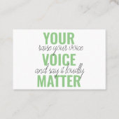 前向きGreen Your Voice Matterモチベーション引用文 名刺 (正面)