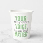 前向きGreen Your Voice Matterモチベーション引用文 紙コップ (正面)