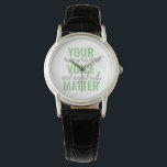 前向きGreen Your Voice Matterモチベーション引用文 腕時計<br><div class="desc">前向きGreen Your Voice Matterモチベーション引用文</div>