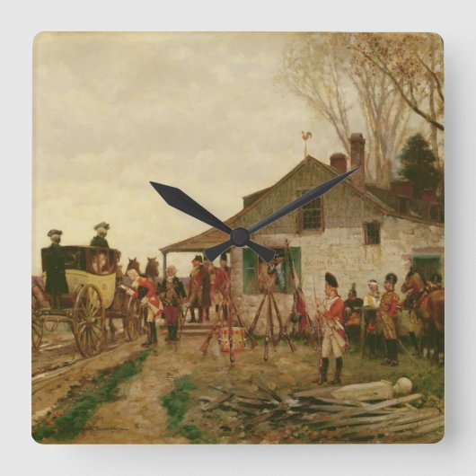 前哨を渡すこと スクエア壁時計 (正面)