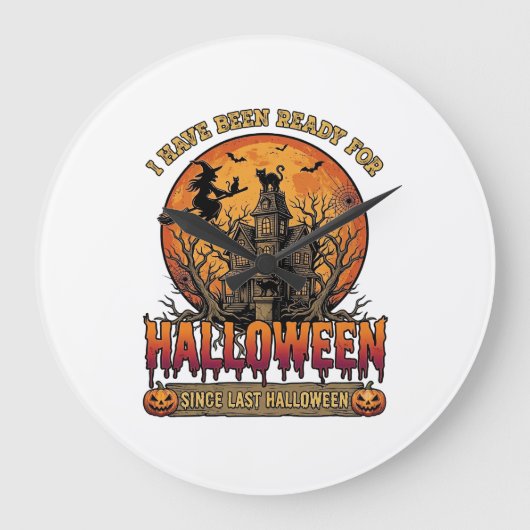 前回のホーンテッドハウスで飛ぶ魔女のハロウィン以来_1 ラージ壁時計 (正面)