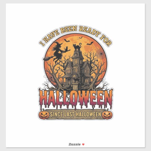 前回のホーンテッドハウスで飛ぶ魔女以来のハロウィン_1 シール (シート)
