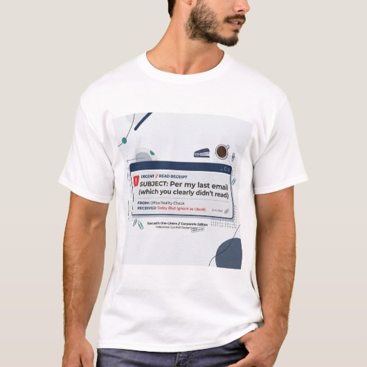 前回のメール参照 ユーモア オフィス 引用符 Tシャツ (正面)