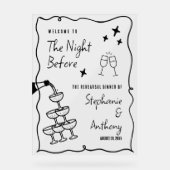 前夜お洒落のBWフレームとシャンパン アクリルサイン (正面)