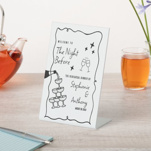 前夜お洒落のBWフレームとシャンパン 台座サイン (インサイチュ)