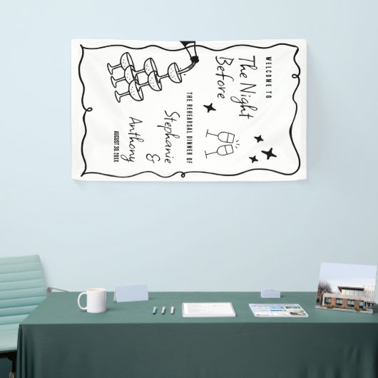 前夜お洒落のBWフレームとシャンパン 横断幕 (トレードショー)