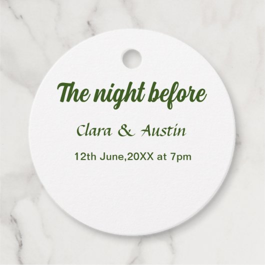 前夜のシンプルでミニマルな食事 フェイバータグ (正面)