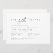 前夜のシンプルなエレガンス リハーサルディナー 招待状 (正面/裏面)