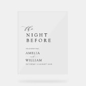 前夜のシンプル黒文字結婚の アクリルサイン (正面)