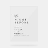 前夜のシンプル黒文字結婚の アクリルサイン (正面)