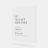 前夜のシンプル黒文字結婚の アクリルサイン (傾斜)