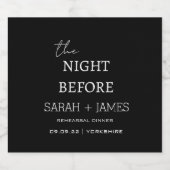 前夜のブラックミニマリストのリハーサルのディナー スパークリングワインラベル (シングルラベル)