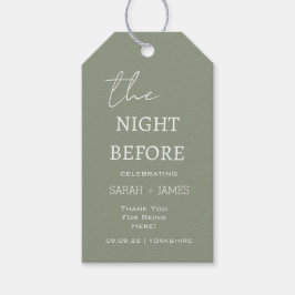 前夜のミニマルなセージ・グリーン結婚ズ ギフトタグ
