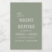 前夜のミニマルなセージ・グリーン結婚ズ ワインラベル (シングルラベル)