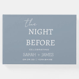 前夜のミニマルなダスティー結婚ブルー ゲストブック