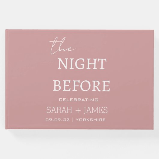 前夜のミニマルな埃っぽいピンク結婚色 ゲストブック (正面)