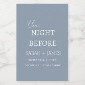 前夜のミニマルな埃っぽいブルーディナー ワインラベル (シングルラベル)