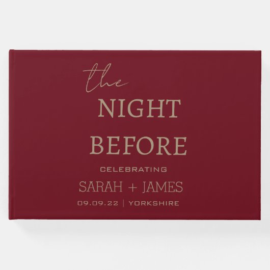 前夜のミニマル金ゴールドブルゴーニュ結婚ー ゲストブック (正面)