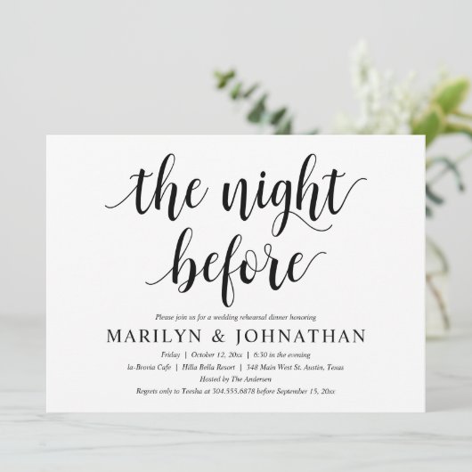 前夜のモダンウェディングリハーサルディナー 招待状 (スタンド正面)