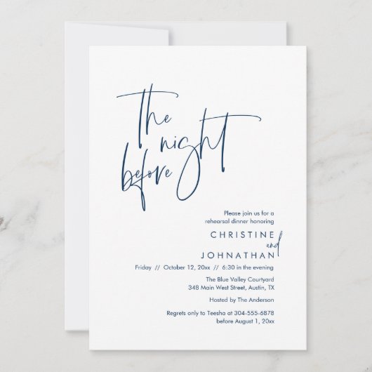 前夜のリハーサルカジュアルディナー 招待状 (正面)