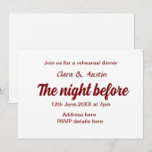 前夜のリハーサルシンプルディナミニマルー 招待状 (正面/裏面)