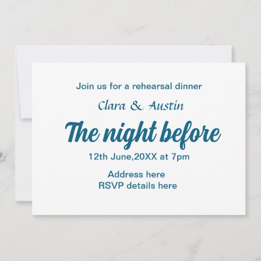 前夜のリハーサルシンプルディナミニマルー 招待状 (正面)