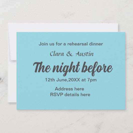 前夜のリハーサルシンプルディナミニマルー 招待状 (正面)