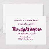 前夜のリハーサルシンプルディナミニマルー 招待状 (正面/裏面)