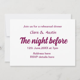 前夜のリハーサルシンプルディナミニマルー 招待状