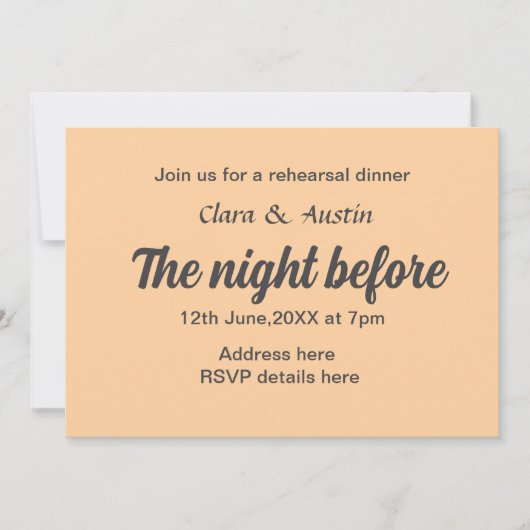 前夜のリハーサルシンプルディナミニマルー 招待状 (正面)