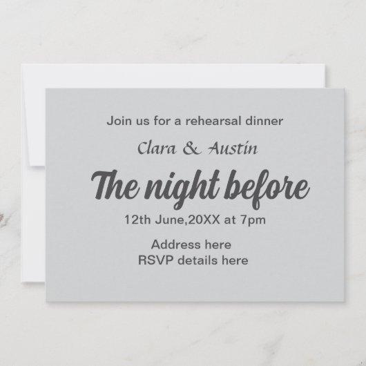 前夜のリハーサルシンプルディナミニマルー 招待状 (正面)