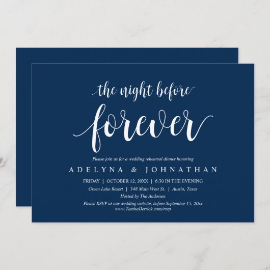 前夜のリハーサル結婚ディナー 招待状 (正面/裏面)