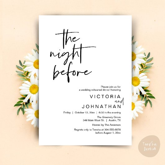 前夜のリハーサル結婚パーティーディナー 招待状