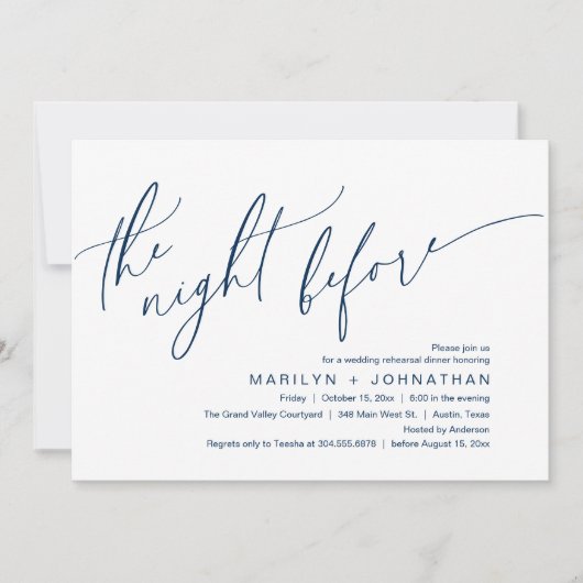 前夜のリハ結婚ーサルディナーパーティー 招待状 (正面)