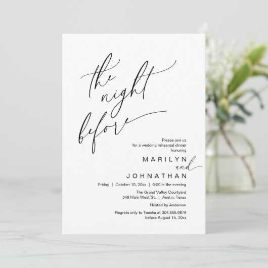 前夜のリハ結婚ーサルディナーパーティー 招待状 (スタンド正面)