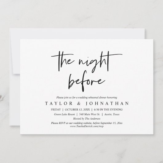 前夜のリハ結婚ーサルディナーパーティー 招待状 (正面)